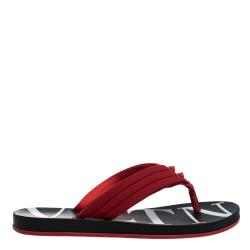 Valentino Red Neoprene and Leather VLTN Flip Flops Size 45