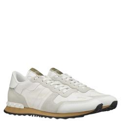 Valentino White Fabric and Leather Camouflage Rockrunner Trainer Sneakers Size 41
