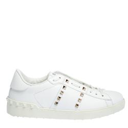 مملوكة مسبقًا Valentino White Leather Rockstud Untitled Sneakers Size 41
