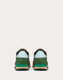 Valentino Military Green Fabric and Leather Camouflage Rockrunner Sneakers Size 41