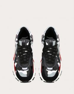 مملوكة مسبقًا Valentino Multicolor Fabric and Leather Camouflage Bounce Low-Top Sneakers Size 42