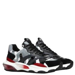مملوكة مسبقًا Valentino Multicolor Fabric and Leather Camouflage Bounce Low-Top Sneakers Size 42