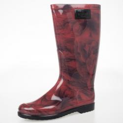 Pre Owned Valentino Rose Print Rubber Rain Boot Size 40