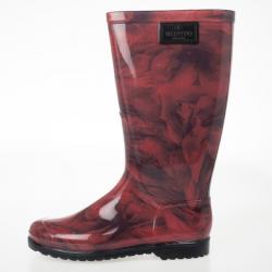 Pre Owned Valentino Rose Print Rubber Rain Boot Size 40