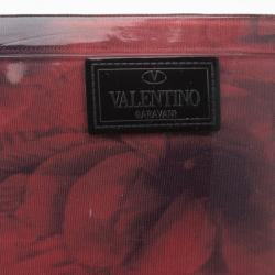 Pre Owned Valentino Rose Print Rubber Rain Boot Size 40