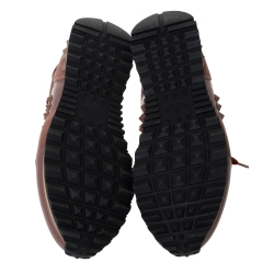 Valentino Pale Brown Leather and Suede Rockrunner Sneakers Size 40