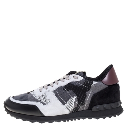 مملوكة مسبقًا Valentino Multicolor Mesh Fabric Camouflage Rockrunner Sneakers Size 41