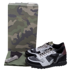 مملوكة مسبقًا Valentino Multicolor Mesh Fabric Camouflage Rockrunner Sneakers Size 41