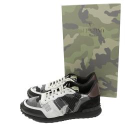 مملوكة مسبقًا Valentino Multicolor Mesh Fabric Camouflage Rockrunner Sneakers Size 43