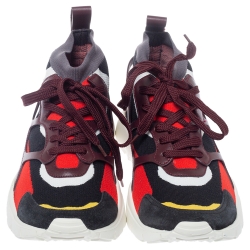 Pre Owned حذاء رياضى فالنتينو غارافانى مرتفع من أعلى جلد وتريكو متعدد الألوان  