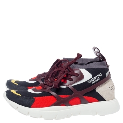 Pre Owned حذاء رياضى فالنتينو غارافانى مرتفع من أعلى جلد وتريكو متعدد الألوان  