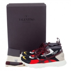 Pre Owned حذاء رياضى فالنتينو غارافانى مرتفع من أعلى جلد وتريكو متعد د الألوان  