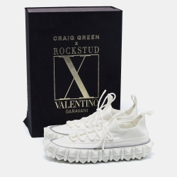 Pre Owned Valentino x Craig Green White Mesh And Rubber Rockstud X Low Top Sneakers Size 41