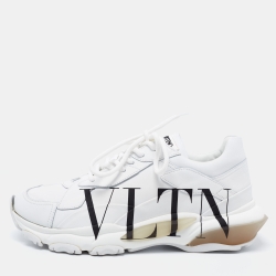 Valentino White Leather VLTN Bounce Low Top Sneakers Size 42