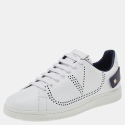 مملوكة مسبقًا Valentino White/Black Leather Backnet Low Top Sneakers Size EU 42