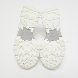 Pre Owned Valentino White Leather and Canvas Climbers Vlogo Sneakers Size 42.5