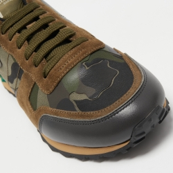 Valentino Multicolor Camo Print Canvas, Leather and Suede Rockrunner Sneakers Size 41