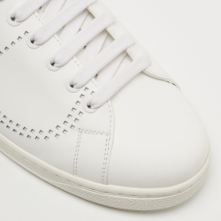 Pre Owned Valentino White Perforated Leather Backnet Rockstud Low Top Sneakers Size 42