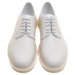 Pre Owned Valentino Off White Leather Lace Up Derby Size 44