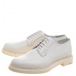 Pre Owned Valentino Off White Leather Lace Up Derby Size 44