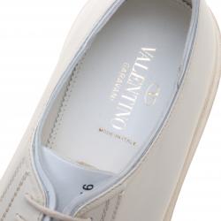 Pre Owned Valentino Off White Leather Lace Up Derby Size 44