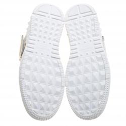 Pre Owned Valentino White Camouflage Canvas And Leather Rolling Rockstud High-Top Sneakers Size 43