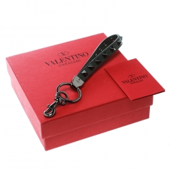 Pre Owned Valentino Khaki Green Leather Rockstud Key Charm 