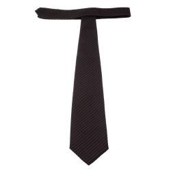 Pre Owned ربطة عنق فالنتينو حرير عنابي وأسود مطرزة نمط مخطط