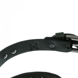 Valentino Rockstuds Army Green Leather Gunmetal Tone Double Wrap Bracelet