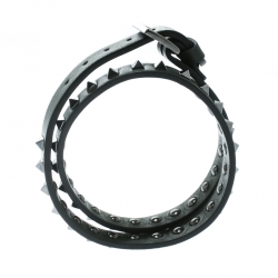 Valentino Rockstuds Army Green Leather Gunmetal Tone Double Wrap Bracelet