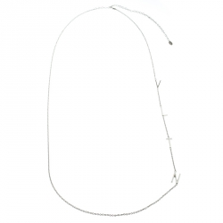 Pre Owned Valentino VLTN Logo Detail Silver Tone Necklace 