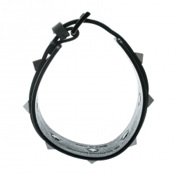 Valentino Large Rockstud Bi Color Olive Green Leather Gunmetal Tone Cuff Bracelet 
