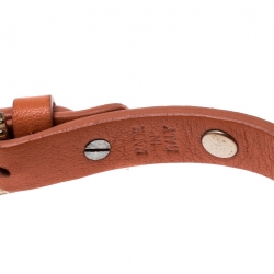 Pre Owned Valentino Rockstud Orange Leather Gold Tone Bracelet
