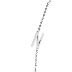 Valentino VLTN Logo Detail Silver Tone Long Necklace 