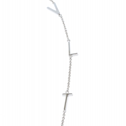 Valentino VLTN Logo Detail Silver Tone Long Necklace 