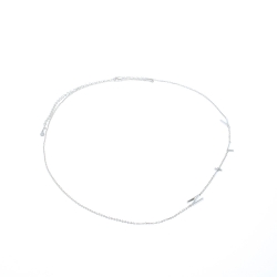 Valentino VLTN Logo Detail Silver Tone Long Necklace 