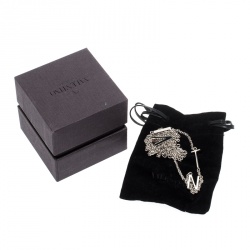Valentino VLTN Logo Detail Silver Tone Long Necklace 