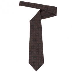 Pre Owned Valentino Brown Printed Silk Tie