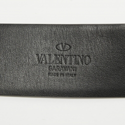 Valentino Black Leather VLogo Buckle Belt 100CM