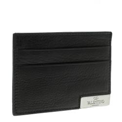 Pre Owned Valentino Black Leather Card Holder 