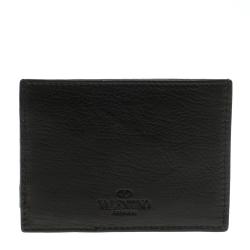 Pre Owned Valentino Black Leather Card Holder 