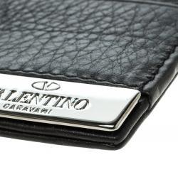 Pre Owned Valentino Black Leather Card Holder 