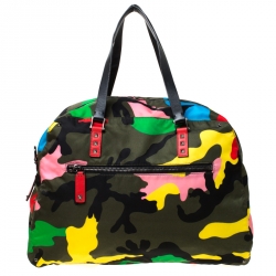 Valentino Multicolor Nylon Large Rockstud Holdall Duffle Bag