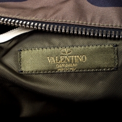 Valentino Green Camouflage Print Nylon Rockstud Duffle Bag