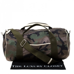 Valentino Green Camouflage Print Nylon Rockstud Duffle Bag