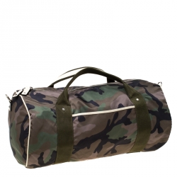Valentino Green Camouflage Print Nylon Rockstud Duffle Bag