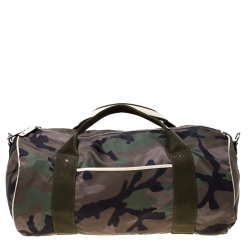 Valentino Green Camouflage Print Nylon Rockstud Duffle Bag