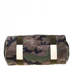 Valentino Green Camouflage Print Nylon Rockstud Duffle Bag