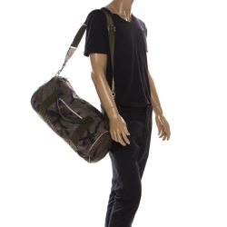 Valentino Green Camouflage Print Nylon Rockstud Duffle Bag