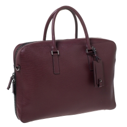 Valentino Burgundy Leather Double Handle Briefcase 